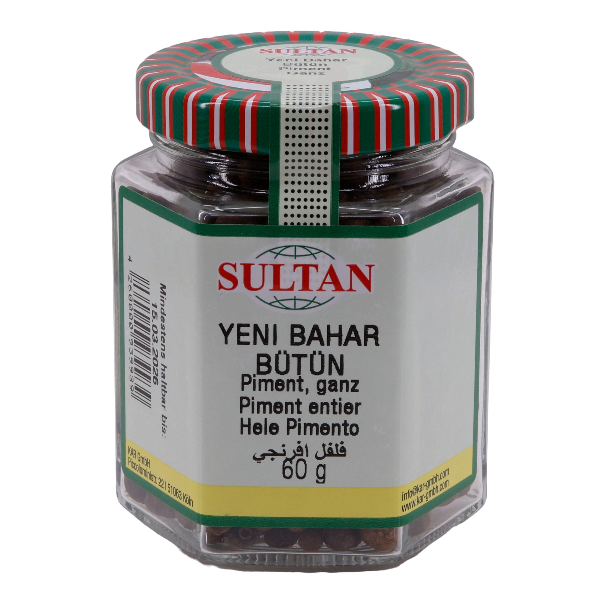 Gewürz Sultan Piment | ganz (Yeni Bahar) | vielseitig für süße und herzhafte Speisen | 60 g SULTAN